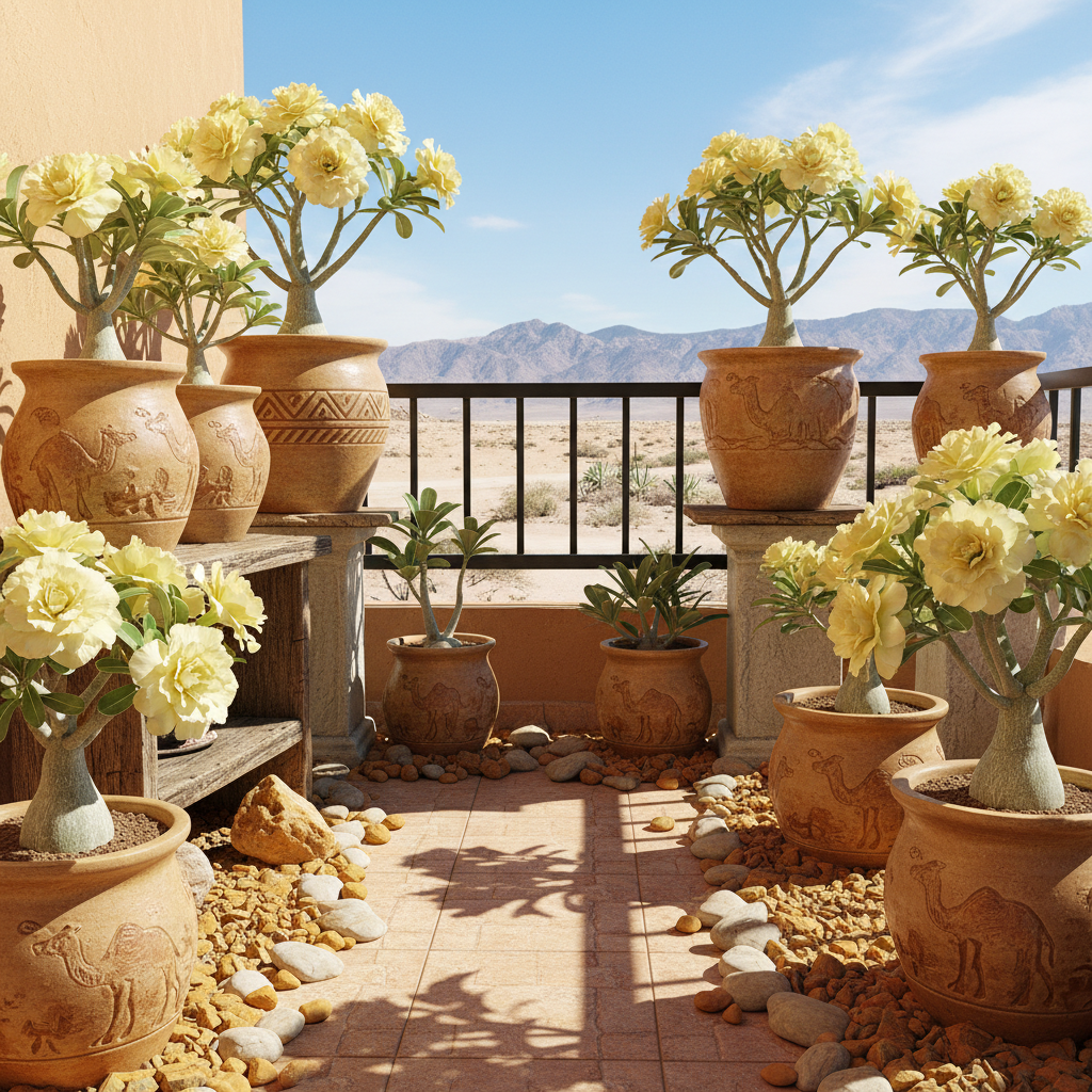 Light Lemon Adenium Flower Seeds - Desert Rose Flower Seeds for Garden
