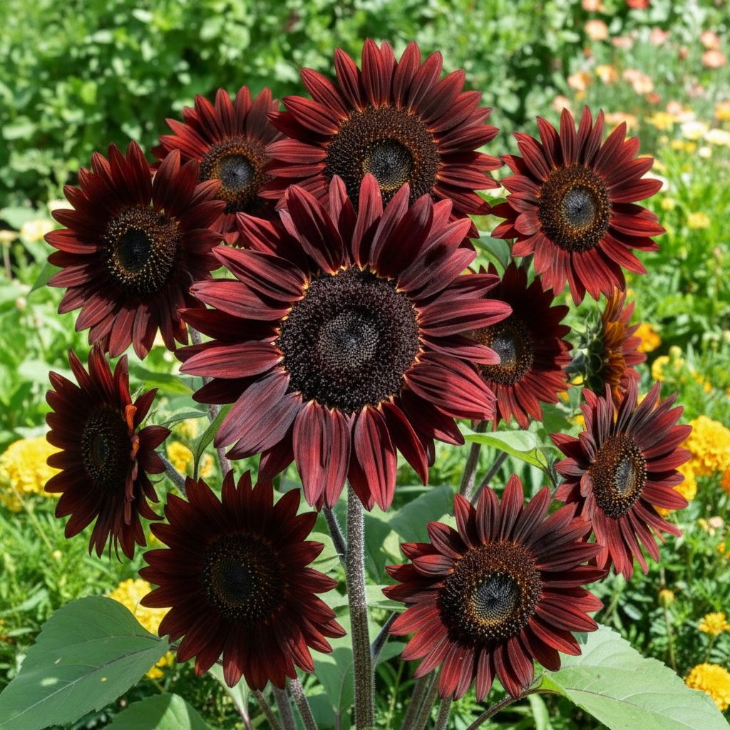 Burgundy with Black Center Sunflower Seeds for Garden Planting