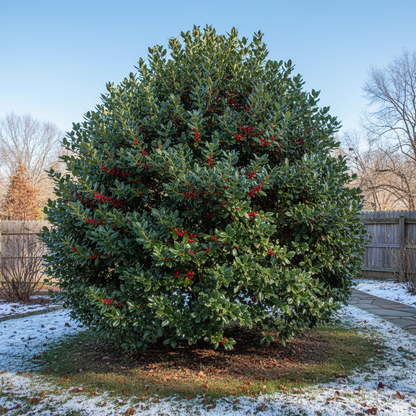 American Holly (Ilex opaca) Classic Evergreen Tree with Festive Red Berries