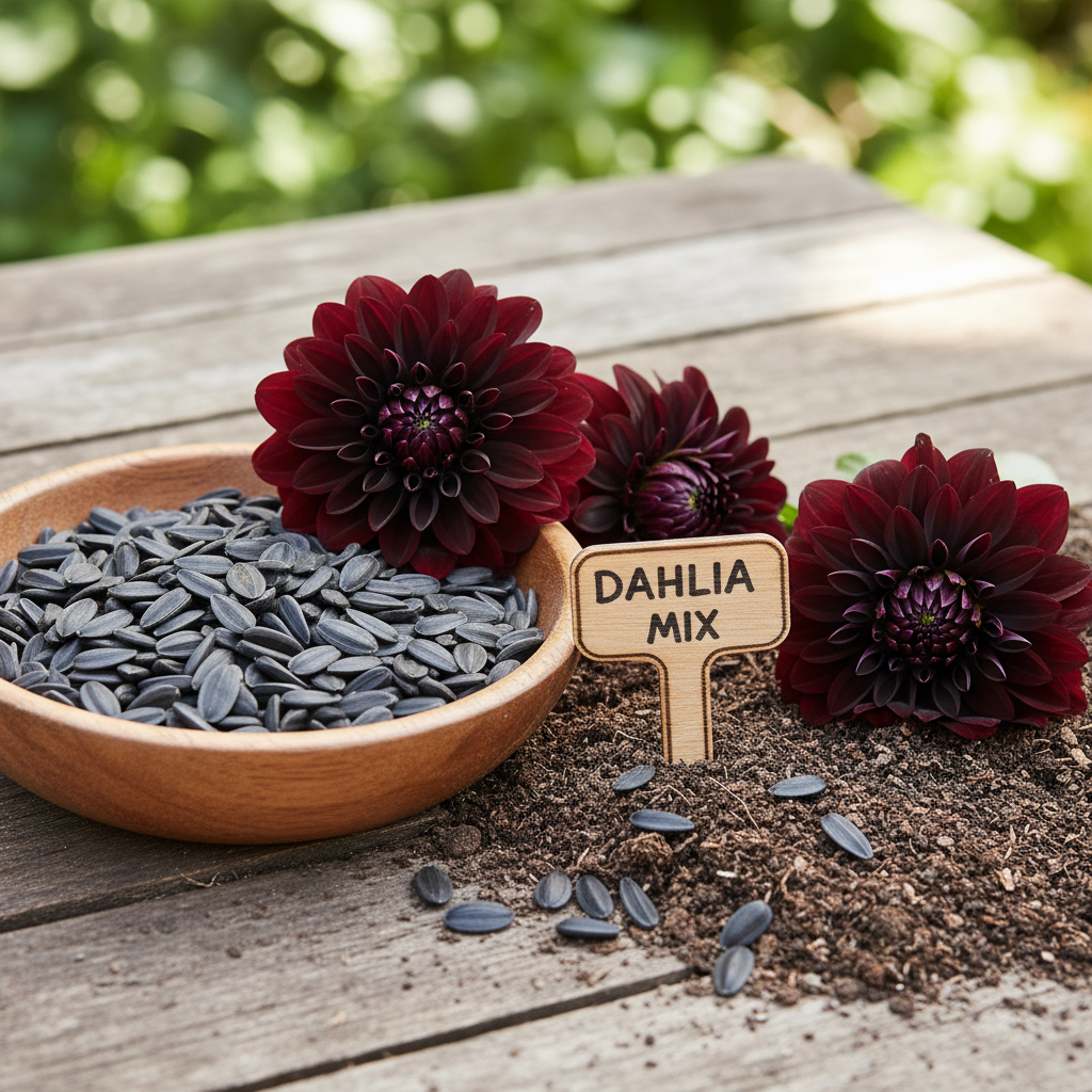 Mixed Burgundy and Black Dahlia Flower Seeds - Dahlia Flower Seeds for Garden
