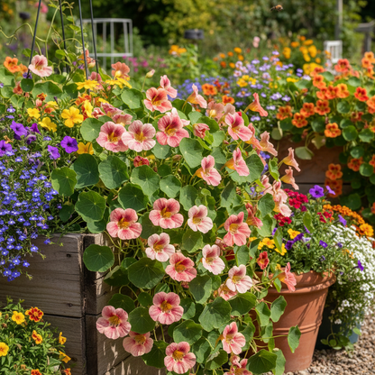 Nasturtium Ladybird Rose Flower Seeds for Garden Planting