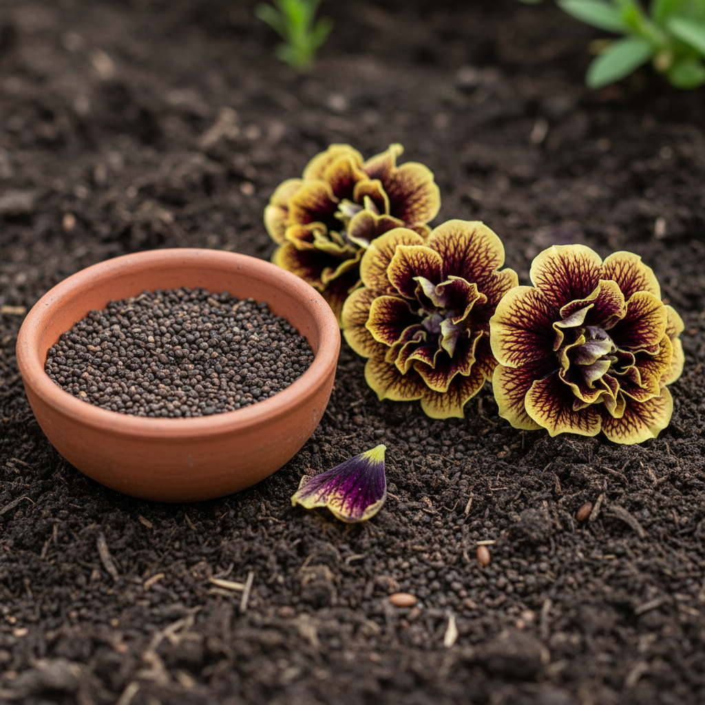 Black and Yellow Double Petunia Flower Seeds - Petunia Flower Seeds for Garden