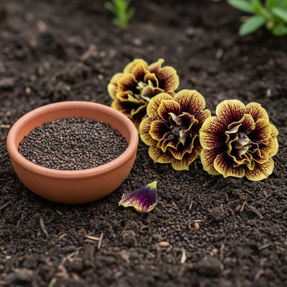Black and Yellow Double Petunia Flower Seeds - Petunia Flower Seeds for Garden