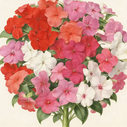 Impatiens Lollipop Mix F1 Flower Seeds for Garden Planting