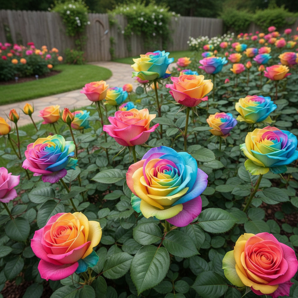 Rainbow Rose Flower Seeds – Grow Vibrant Multicolour Blooms at Home