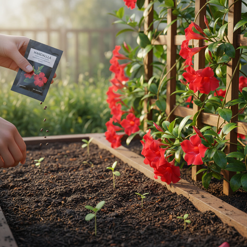 Red Mandevilla Vine Flower Seeds for Planting – Tropical Climber with Vibrant Red Blooms