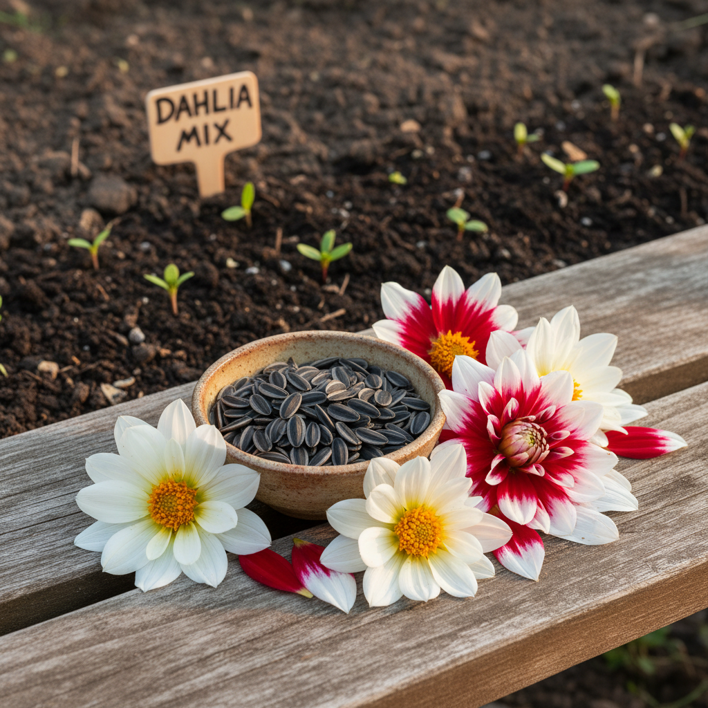 Mixed White and Red Dahlia Flower Seeds - Dahlia Flower Seeds for Garden