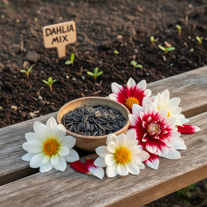 Mixed White and Red Dahlia Flower Seeds - Dahlia Flower Seeds for Garden