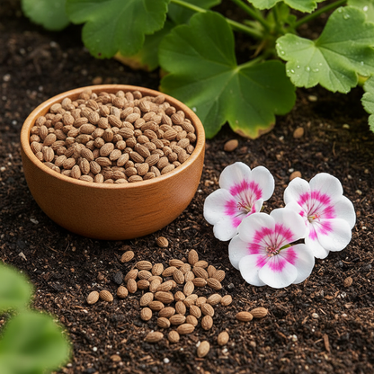 Imported Geranium Flower Seeds – White Blooms with Pink Accents