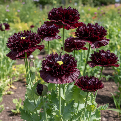 Papaver Somniferum Black Swan Seeds for Planting – Stunning Deep Burgundy Almost-Black Poppy Blooms