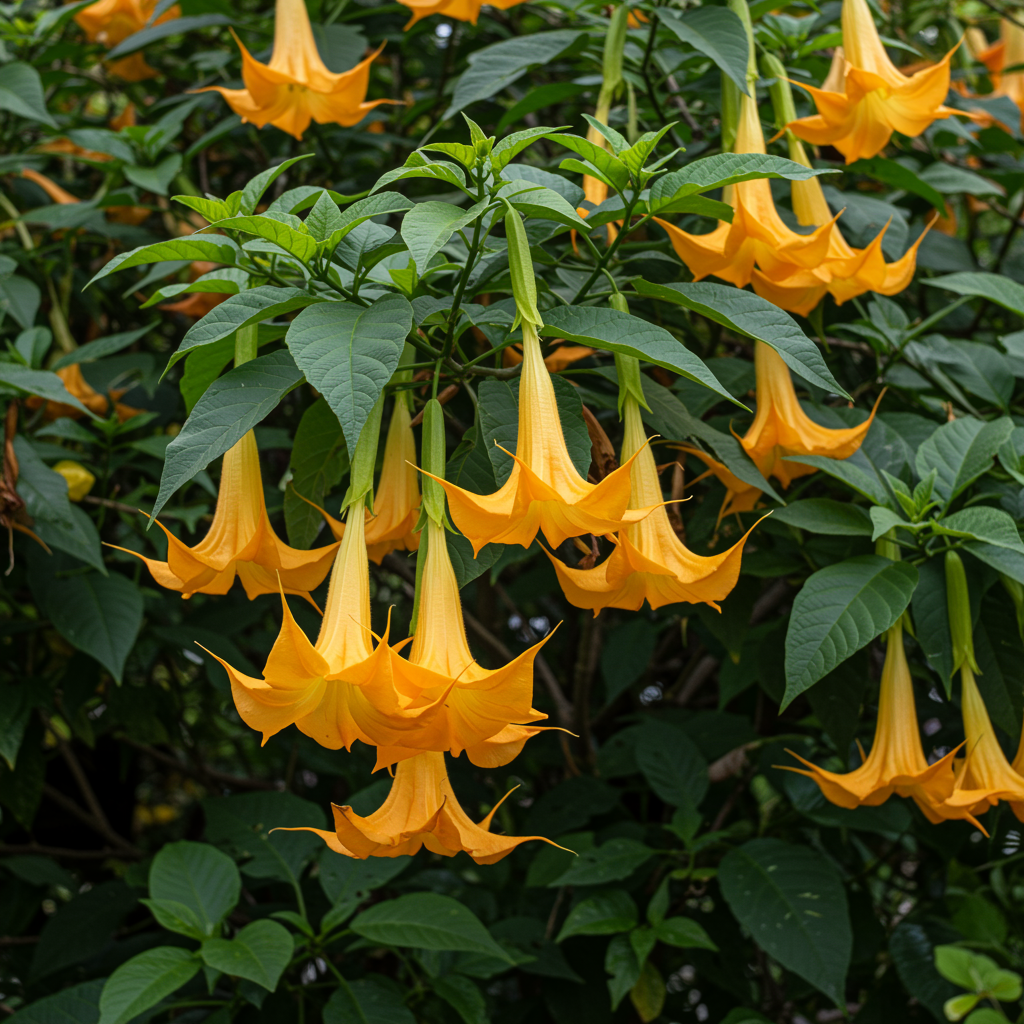 Brugmansia sanguinea Aurea Flower Seeds – Golden Trumpet for Planting