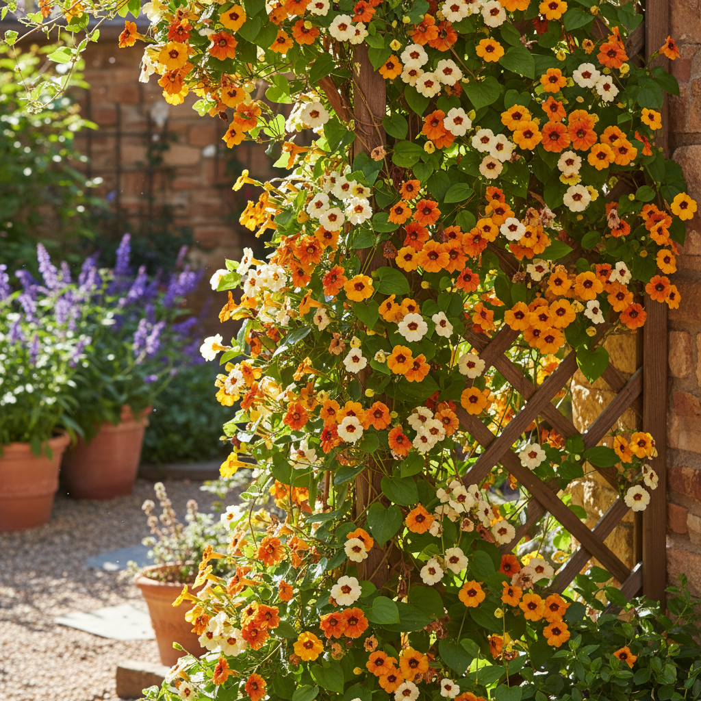 Thunbergia Alata Flower Seeds - Black-Eyed Susan Vine