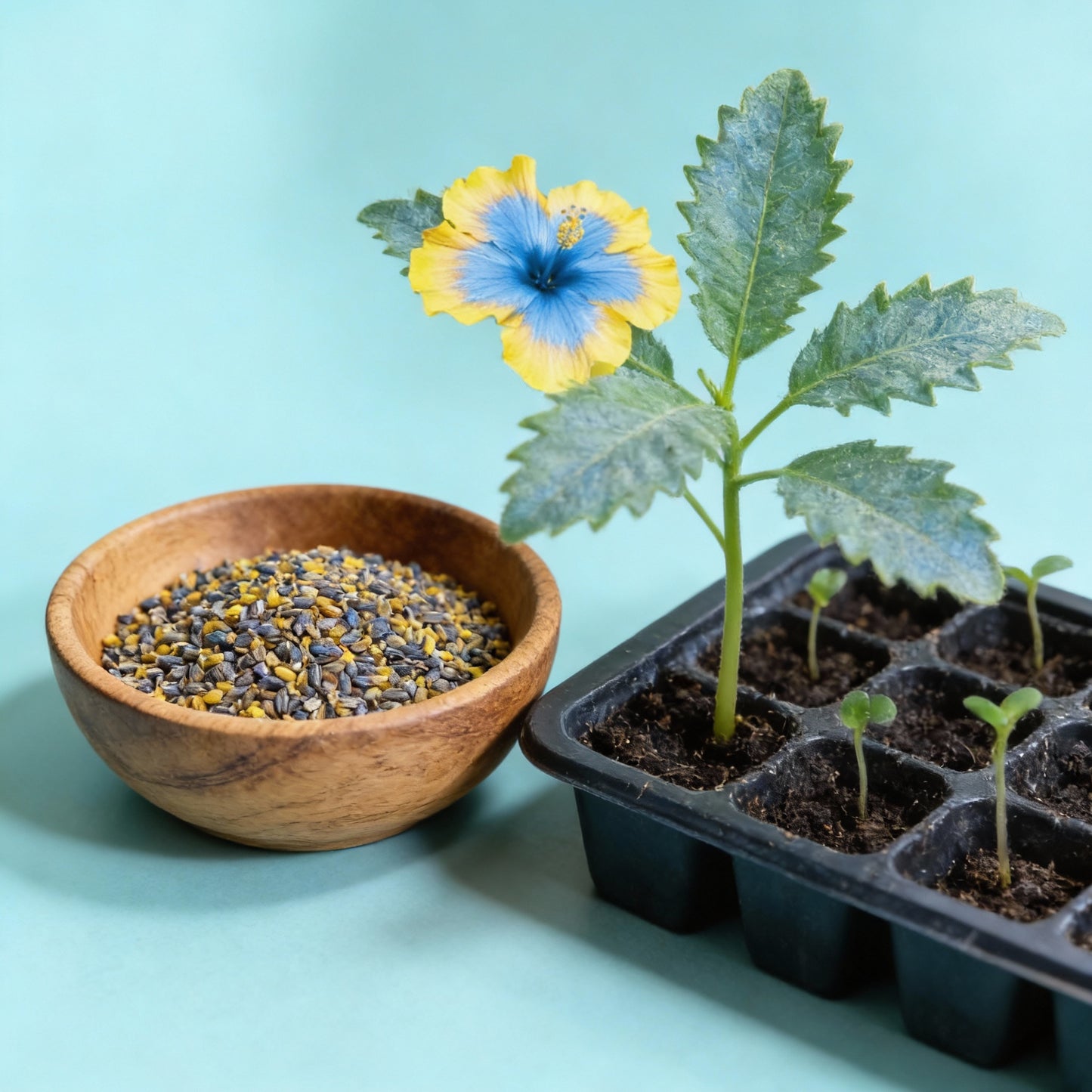 Yellow & Blue Hibiscus Flower Seeds – Vibrant Ornamental Blooms