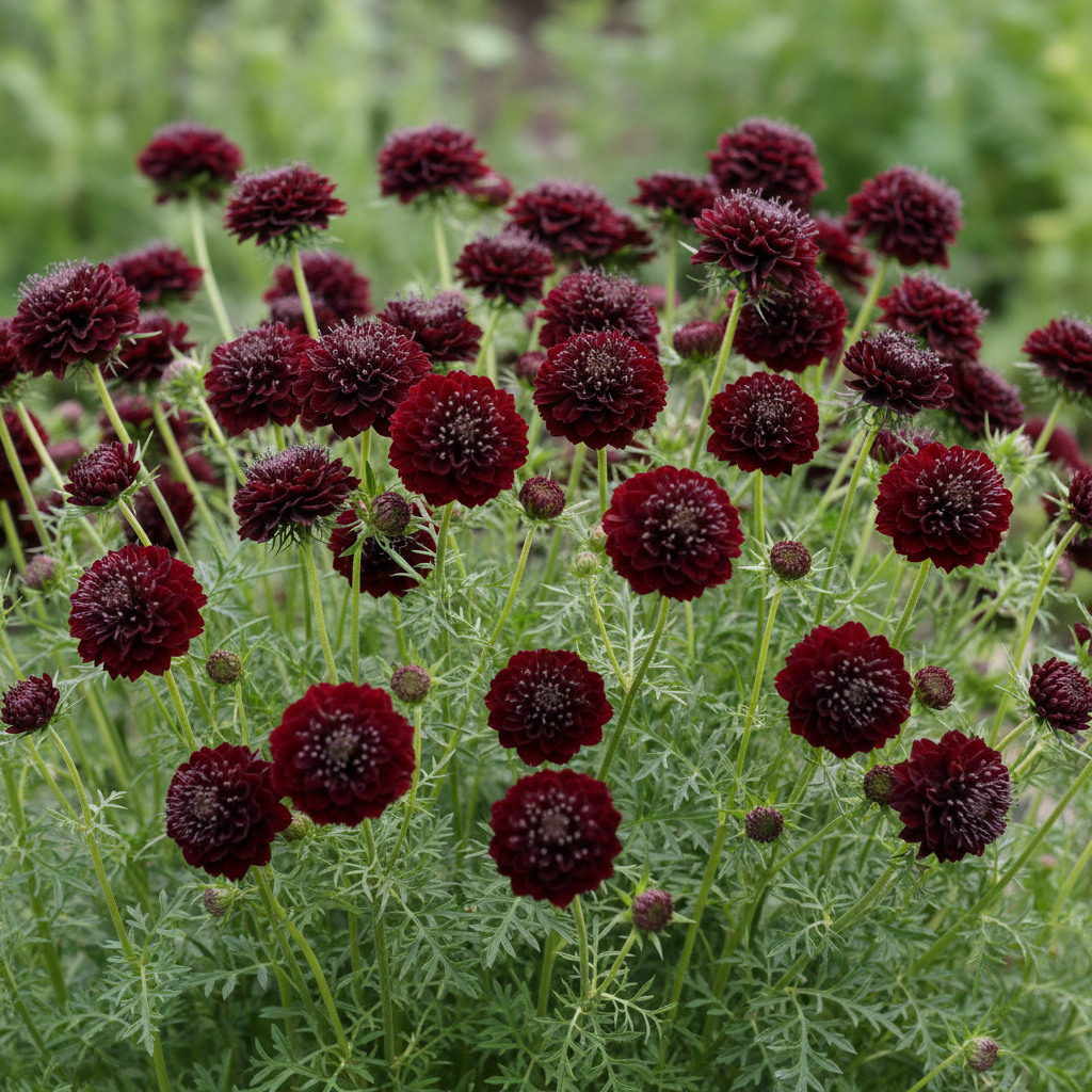 Scabiosa Atropurpurea Black Knight Seeds – Striking Dark Garden Blooms