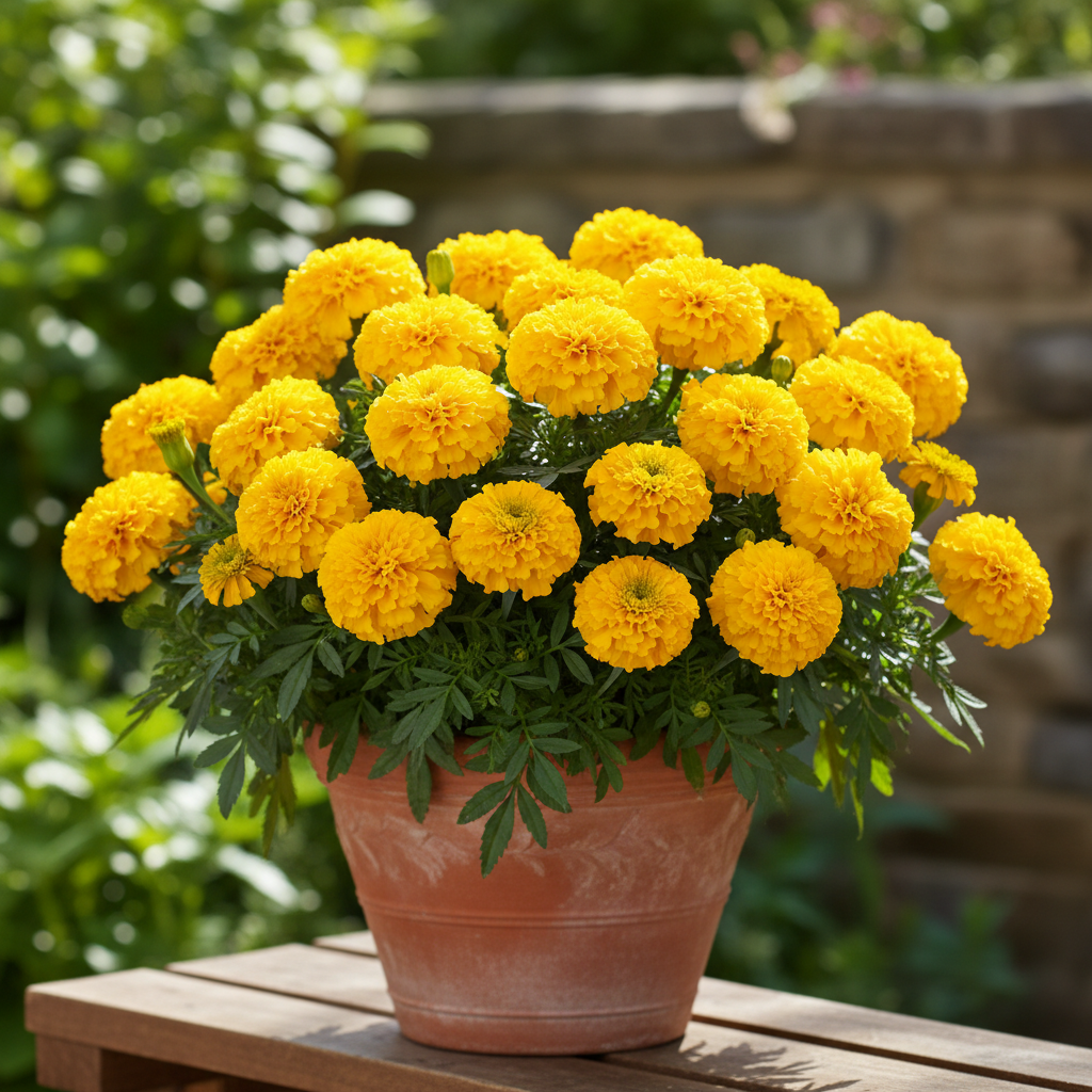 French Yellow Marigold Seeds – Bright & Cheerful Blooms for Your Garden
