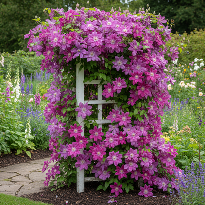 Clematis Fireworks Starter Plants – Deep Pink & Purple Flowering Vine (3 Bulbs)