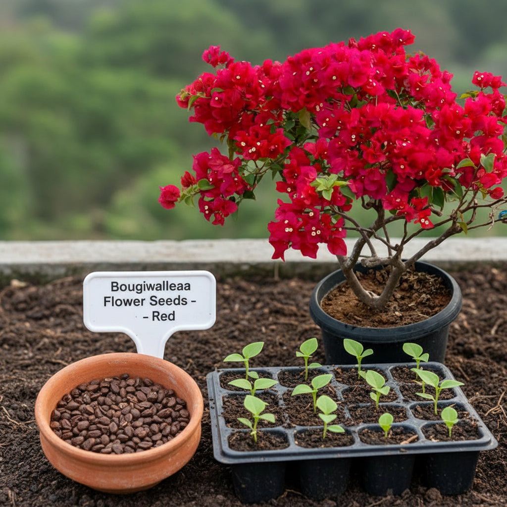 Red Bougainvillea Flower Seeds for Planting – Vibrant Climbing Ornamental Blooms