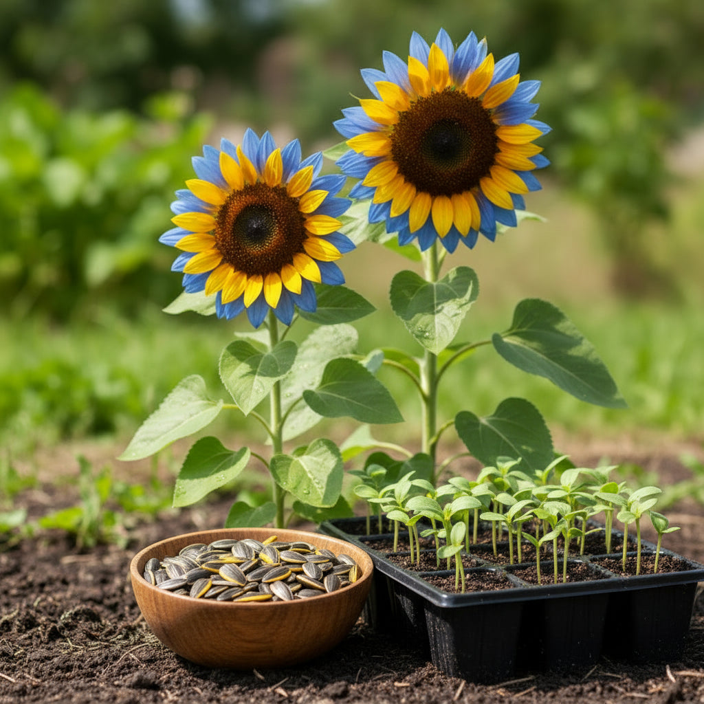 Yellow Blue Sunflower Flower Seeds for Planting
