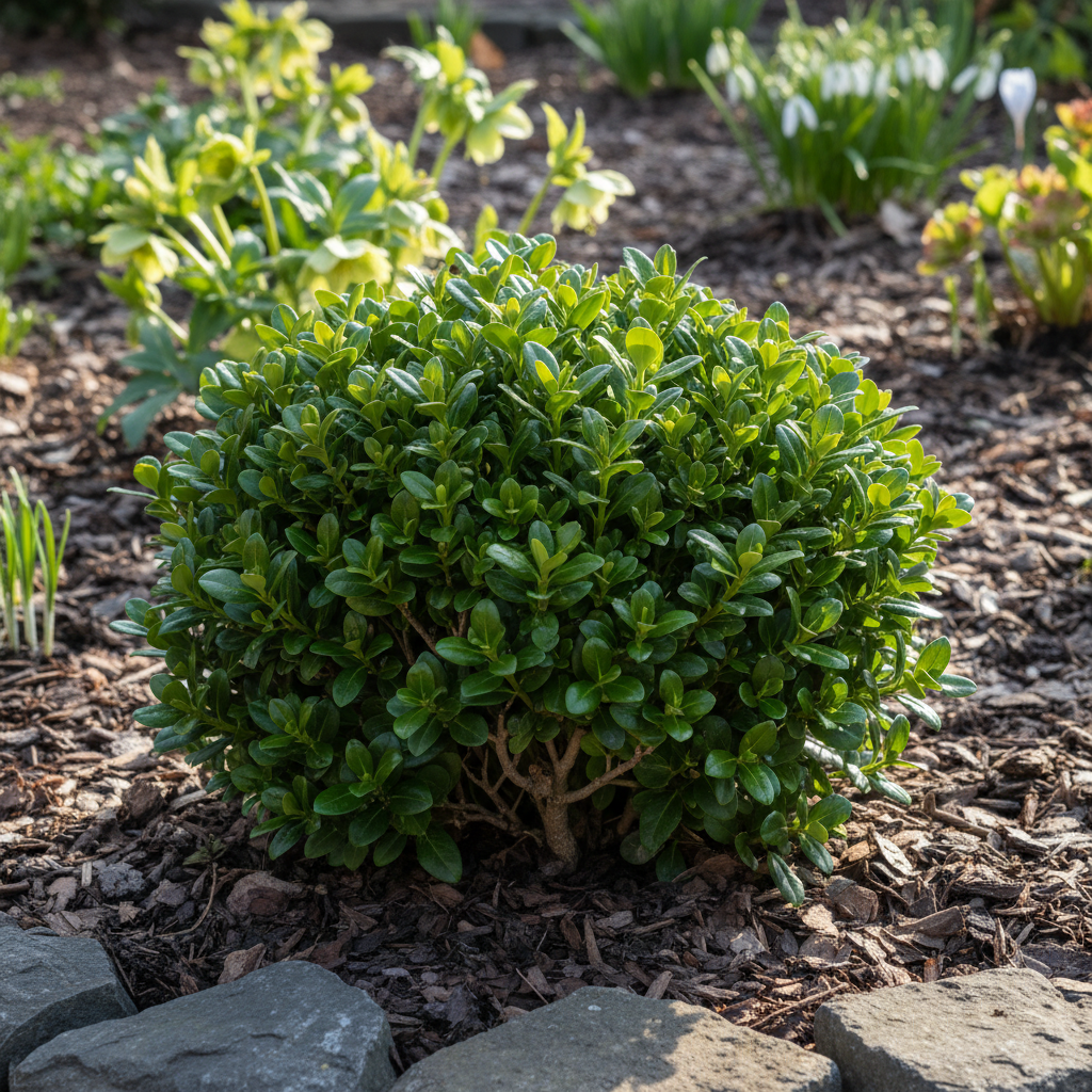 Compact Early-Flowering Shrub with Bright Golden Blooms