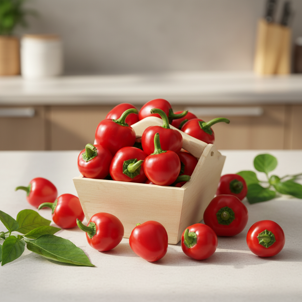 Red Cherry Sweet Pepper Seeds for Planting – Organic High Yield Flavorful Capsicum for Home Gardens