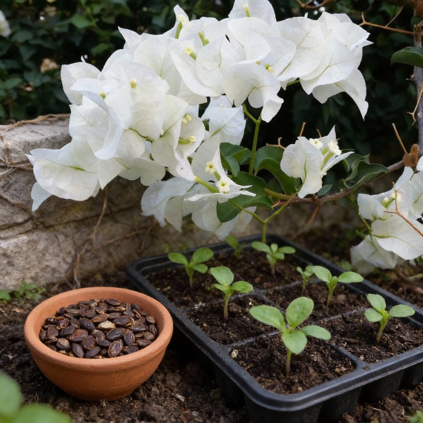White Bougainvillea Flower Seeds for Planting