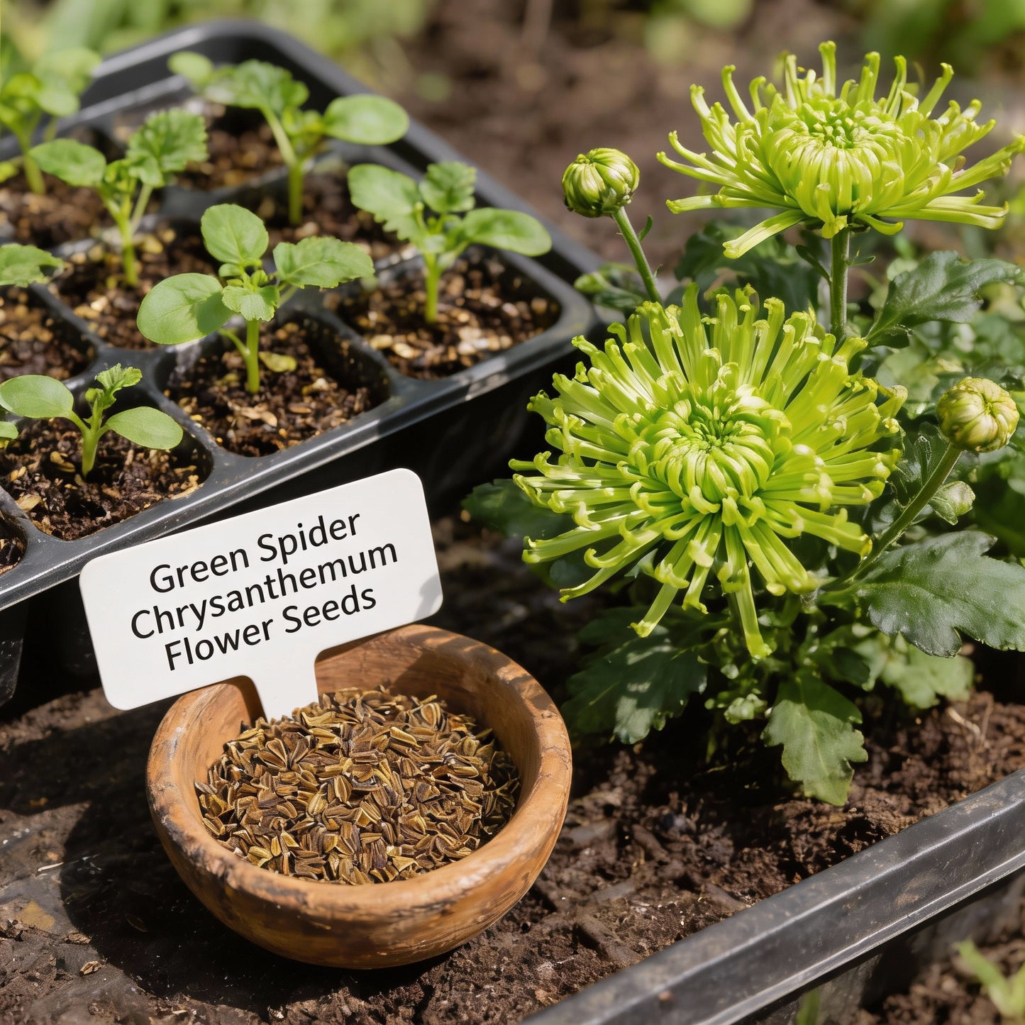 Green Spider Chrysanthemum Flower Seeds for Planting – Ornamental Cut Flower Variety