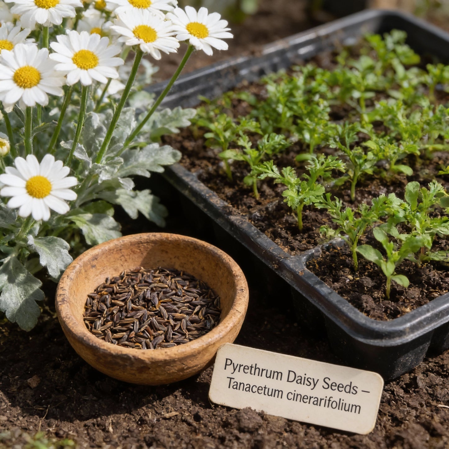 Pyrethrum Daisy Seeds for Planting (Tanacetum cinerariifolium) – Aromatic Perennial Cut Flowers