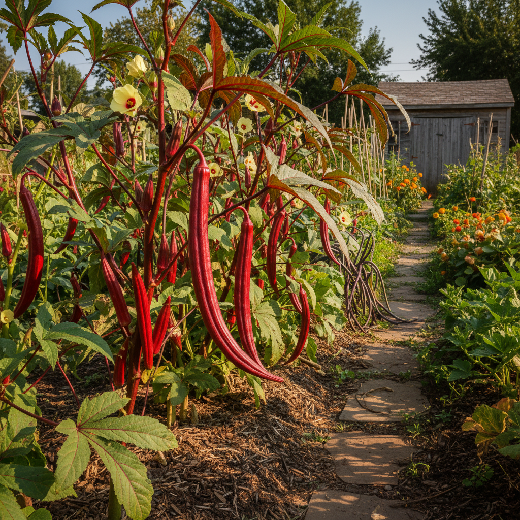 Okra Bhindi Scarlet Red Seeds - Okra Seeds for Home Garden