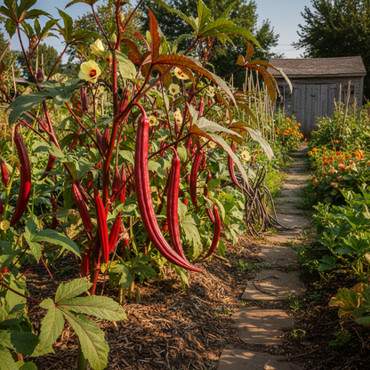 Okra Bhindi Scarlet Red Seeds - Okra Seeds for Home Garden