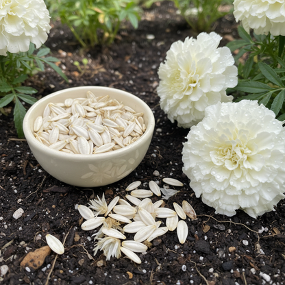 White Marigold Flower Seeds for Gardens and Bouquets