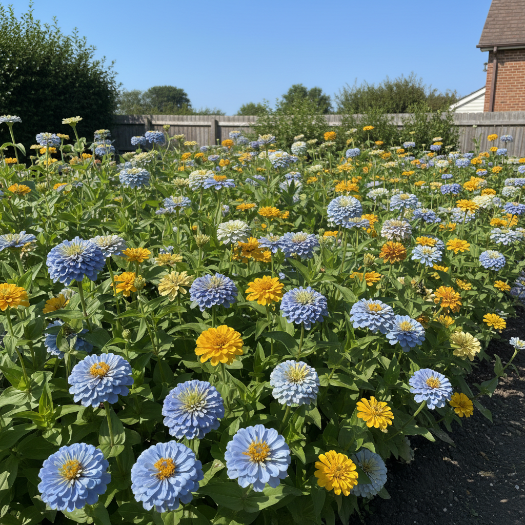 Zinnia Flower Seeds Sky Blue & Yellow 20pcs